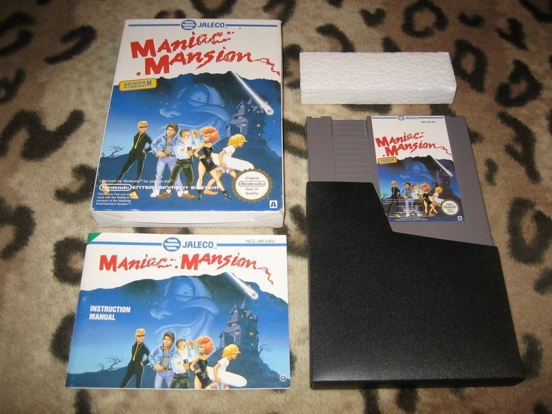 maniac mansion 1992  horror game nintendo nes cartridge box manual