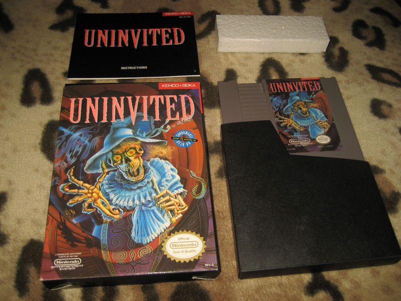 uninvited 1991 icom horror game nintendo nes cartridge box manual